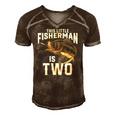 Kids 2 Years Old Fishing Birthday Party Fisherman 2Nd Gift For Boy Men's Short Sleeve V-neck 3D Print Retro Tshirt Brown