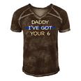 Kids Daddy Ive Got Your 6 Thin Blue Line Cute Men's Short Sleeve V-neck 3D Print Retro Tshirt Brown