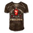 Lets Drink To Freedom Firework Patriotic 4Th Of July Men's Short Sleeve V-neck 3D Print Retro Tshirt Brown