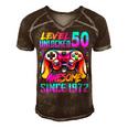Level 50 Unlocked Awesome Since 1972 50Th Birthday Gaming Men's Short Sleeve V-neck 3D Print Retro Tshirt Brown