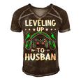 Leveling Up To Husban Husband Video Gamer Gaming Men's Short Sleeve V-neck 3D Print Retro Tshirt Brown