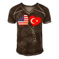 Loving Usa Turkey Flag Heart Turkish 13 Shirt Men's Short Sleeve V-neck 3D Print Retro Tshirt Brown