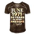 Made In June 1971 50 Years Of Being Awesome Men's Short Sleeve V-neck 3D Print Retro Tshirt Brown