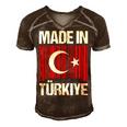 Made In Turkey Flag Turkish 8 Shirt Men's Short Sleeve V-neck 3D Print Retro Tshirt Brown