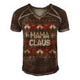 Mama Claus Christmas Ugly Sweater Men's Short Sleeve V-neck 3D Print Retro Tshirt Brown