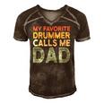 Marching Band Retro Drumline Dad Funny Gift For Daddy Men's Short Sleeve V-neck 3D Print Retro Tshirt Brown