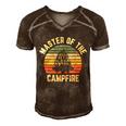 Master Of The Campfire Camping Vintage Camper Men's Short Sleeve V-neck 3D Print Retro Tshirt Brown