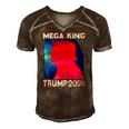 Mega King Usa Flag Proud Ultra Maga Trump 2024 Anti Biden Men's Short Sleeve V-neck 3D Print Retro Tshirt Brown