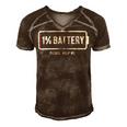 Mens 1 Battery Please Help Me Tshirt Funny Running On Empty 172 Trending Shirt Men's Short Sleeve V-neck 3D Print Retro Tshirt Brown