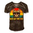 Mens Best Cat Dad Ever For Dad On Fathers Day Cat Daddy Men's Short Sleeve V-neck 3D Print Retro Tshirt Brown