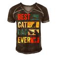 Mens Best Cat Dad Ever Funny Fathers Day Gifts 461 Trending Shirt Men's Short Sleeve V-neck 3D Print Retro Tshirt Brown