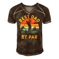 Mens Best Dad By Par Golfing Fathers Day Golf Lover Men's Short Sleeve V-neck 3D Print Retro Tshirt Brown