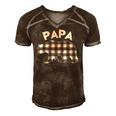 Mens Black And White Buffalo Plaid Papa Bear Christmas Pajama Men's Short Sleeve V-neck 3D Print Retro Tshirt Brown