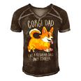 Mens Corgi Dad Like A Regular Dad Only Cooler - Funny Corgi Men's Short Sleeve V-neck 3D Print Retro Tshirt Brown
