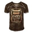 Mens Cornhole Champion Boss Of The Toss Pappy Men's Short Sleeve V-neck 3D Print Retro Tshirt Brown