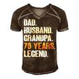 Mens Dad Husband Grandpa 70 Years Legend Birthday 70 Years Old Men's Short Sleeve V-neck 3D Print Retro Tshirt Brown