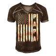 Mens Fathers Day - Best Dad Ever Usa American Flag Men's Short Sleeve V-neck 3D Print Retro Tshirt Brown