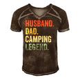 Mens Funny Camper Husband Dad Camping Legend Vintage Fathers Day Men's Short Sleeve V-neck 3D Print Retro Tshirt Brown