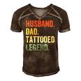 Mens Funny Tattoo Husband Dad Tattooed Legend Vintage Men's Short Sleeve V-neck 3D Print Retro Tshirt Brown