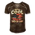 Mens Gift For Fathers Day Tee - Fishing Reel Cool Dad-In Law Men's Short Sleeve V-neck 3D Print Retro Tshirt Brown