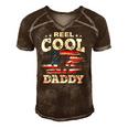 Mens Gift For Fathers Day Tee - Fishing Reel Cool Daddy Men's Short Sleeve V-neck 3D Print Retro Tshirt Brown