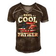 Mens Gift For Fathers Day Tee - Fishing Reel Cool Father Men's Short Sleeve V-neck 3D Print Retro Tshirt Brown