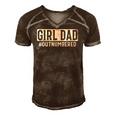 Mens Girl Dad Outnumbered Happy Fathers Day From Daughter Men's Short Sleeve V-neck 3D Print Retro Tshirt Brown