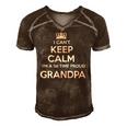 Mens I Cant Keep Calm Im A 1St Time Proud Grandpa Gift Men's Short Sleeve V-neck 3D Print Retro Tshirt Brown