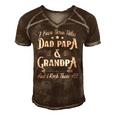 Mens I Have Three Titles Dad Papa And Grandpa Fathers Day Gift Men's Short Sleeve V-neck 3D Print Retro Tshirt Brown