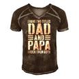 Mens I Have Two Titles Dad And Papa I Rock Them Both Men's Short Sleeve V-neck 3D Print Retro Tshirt Brown