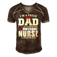 Mens Im A Proud Dad Of A Freaking Awesome Nurse Daughter Father Men's Short Sleeve V-neck 3D Print Retro Tshirt Brown