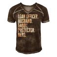 Mens Loan Officer Husband Daddy Protector Hero Fathers Day Dad Men's Short Sleeve V-neck 3D Print Retro Tshirt Brown