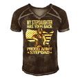 Mens My Stepdaughter Has Your Back - Proud Army Stepdad Dad Gift Men's Short Sleeve V-neck 3D Print Retro Tshirt Brown