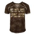 Mens My Wife Says I Only Have Two Faults 369 Trending Shirt Men's Short Sleeve V-neck 3D Print Retro Tshirt Brown