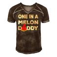 Mens One In A Melon Daddy Funny Watermelon Dad Fathers Day Gift Men's Short Sleeve V-neck 3D Print Retro Tshirt Brown