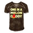 Mens One In A Melon Daddy Funny Watermelon Dad Fathers Day Gift Men's Short Sleeve V-neck 3D Print Retro Tshirt Brown