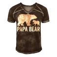 Mens Papa Bear Fathers Day Grandad Fun 1 Cub Kid Grandpa Men's Short Sleeve V-neck 3D Print Retro Tshirt Brown
