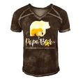 Mens Papa Bear Gold Ribbon Childhood Cancer Awareness Men's Short Sleeve V-neck 3D Print Retro Tshirt Brown