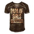 Mens Papa Of Girls Outnumbered Fathers Day Men's Short Sleeve V-neck 3D Print Retro Tshirt Brown
