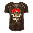 Mens Pirate Dad Worlds Best Pirate Men's Short Sleeve V-neck 3D Print Retro Tshirt Brown