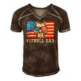 Mens Pitbull Dad American Pit Bull Dog Us Flag 4Th Of July Men's Short Sleeve V-neck 3D Print Retro Tshirt Brown