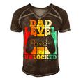Mens Pregnancy Announcement Dad Level Unlocked Soon To Be Father V2 Men's Short Sleeve V-neck 3D Print Retro Tshirt Brown
