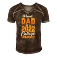 Mens Proud Dad Of A 2022 Graduate Graduation College Student Papa Men's Short Sleeve V-neck 3D Print Retro Tshirt Brown