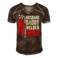 Mens Proud Welding Husband Daddy Welder Hero Weld Fathers Day Men's Short Sleeve V-neck 3D Print Retro Tshirt Brown