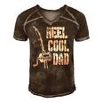 Mens Reel Cool Dad Fishing Daddy Mens Fathers Day Gift Idea Men's Short Sleeve V-neck 3D Print Retro Tshirt Brown