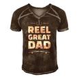 Mens Reel Great Dad - Fishing Gift Fisherman Father Men's Short Sleeve V-neck 3D Print Retro Tshirt Brown