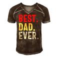Mens Retro Vintage Best Dad Ever Funny Fathers Day Men's Short Sleeve V-neck 3D Print Retro Tshirt Brown