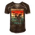 Mens Retro Vintage Drummer Dad Music Lover & Fan Fathers Day Men's Short Sleeve V-neck 3D Print Retro Tshirt Brown