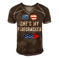 Mens Shes My Firecracker His And Hers 4Th July Matching Couples Men's Short Sleeve V-neck 3D Print Retro Tshirt Brown