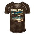 Mens Step-Dad Of The Birthday Boy Monster Truck Birthday Men's Short Sleeve V-neck 3D Print Retro Tshirt Brown